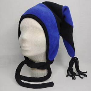 Vintage 90s Columbia Warm Fleece Kids Long Stocking Cap Blue & Black Winter Hat